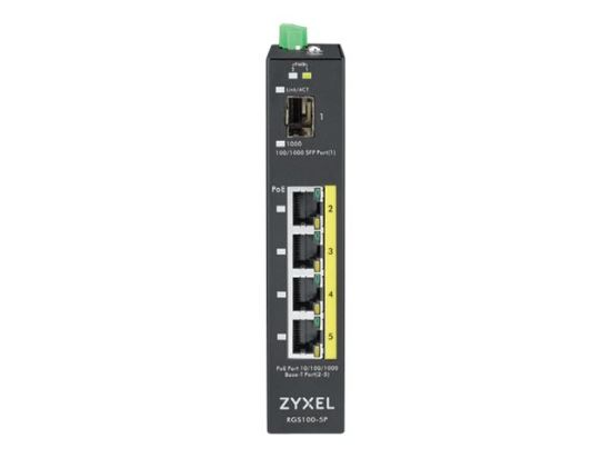 Bilde av Zyxel | RGS100-5P | Rugged Unmanaged PoE Switch | 4x Port | 1Gbit/s | 120W PoE